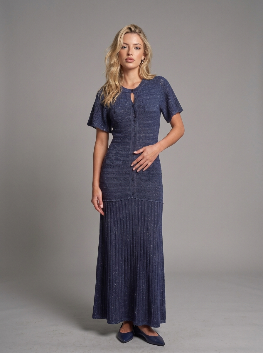 Rhinestone Knit Maxi Dress