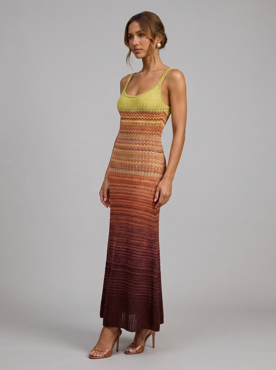 Velia Brunella Knit Dress in Sunset - detail