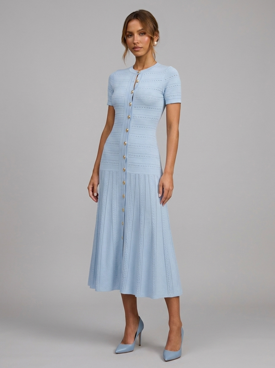 Velia Suriana Maxi Dress in Light Blue - detail