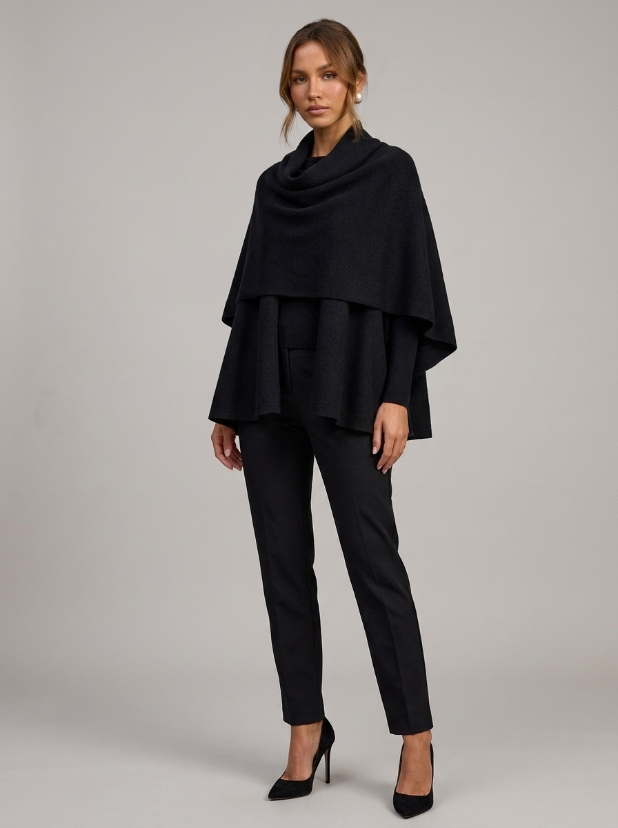 Velia Chalina Knit Poncho Grey-Black
