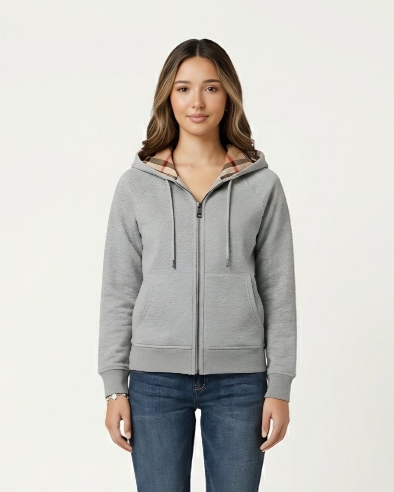 Velia Checked Zip Hoodie