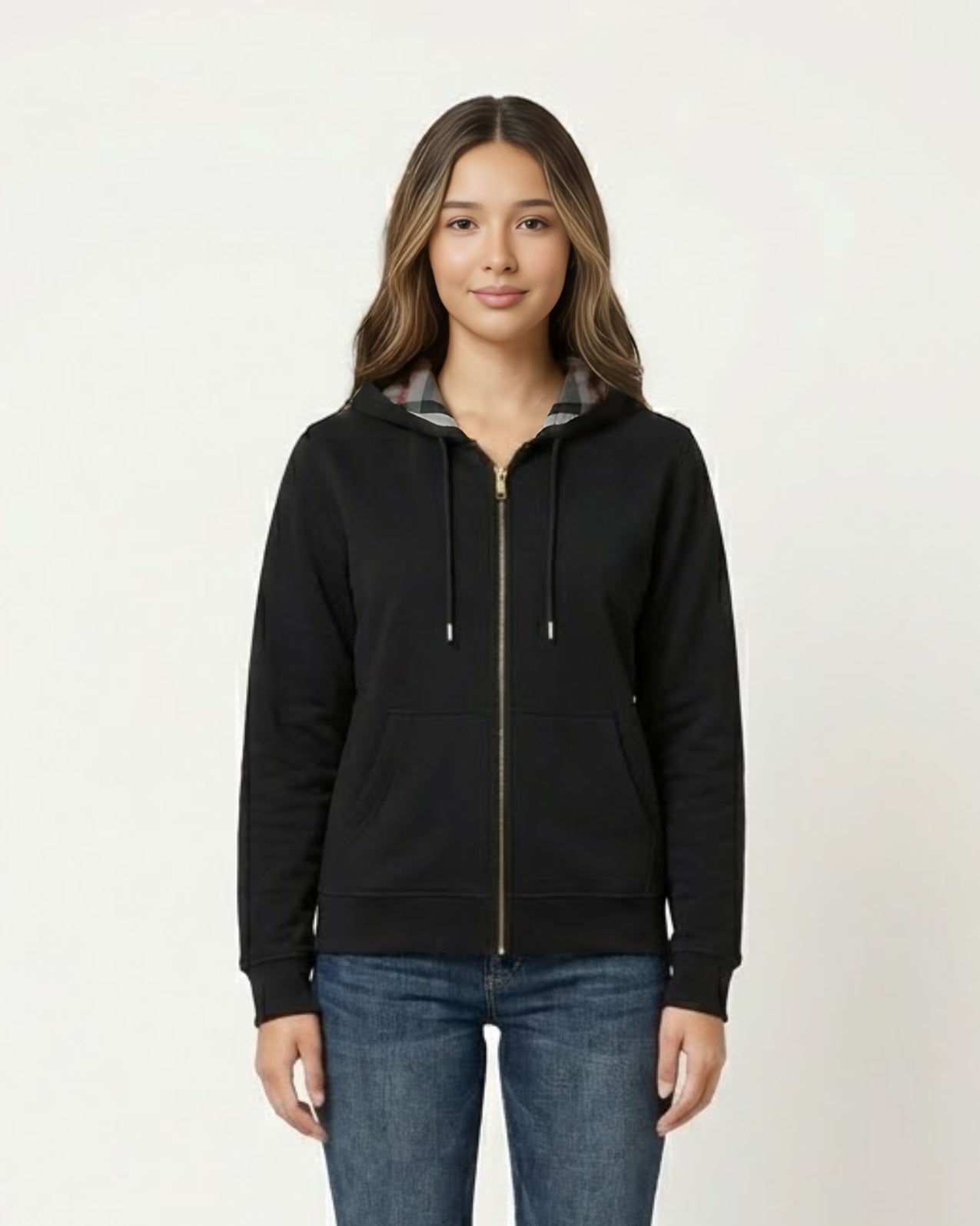 Velia Checked Zip Hoodie