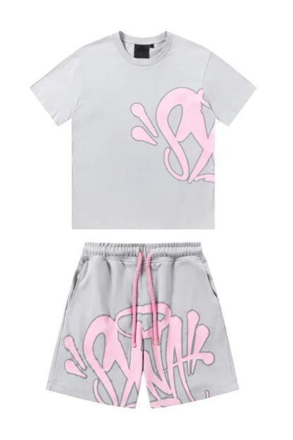 Velia Graffiti Short Set Grey/Pink
