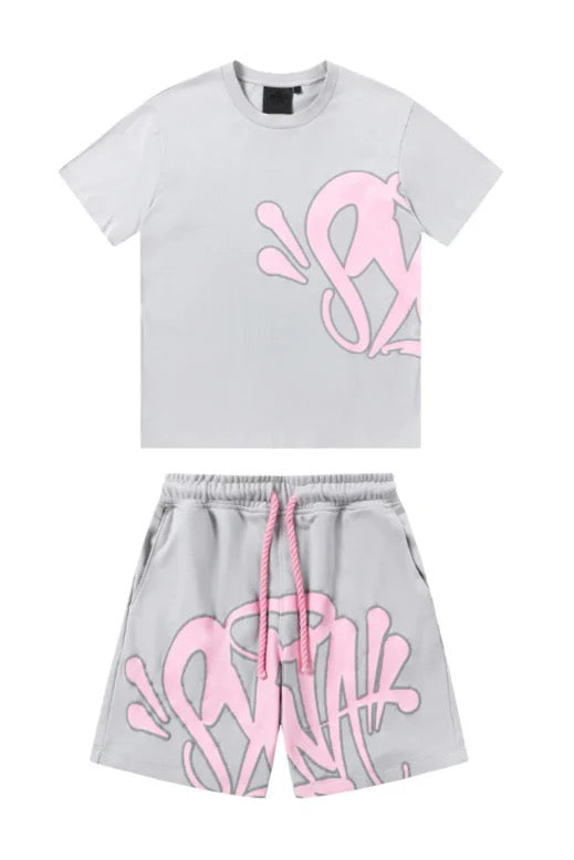 Velia Graffiti Short Set Grey/Pink