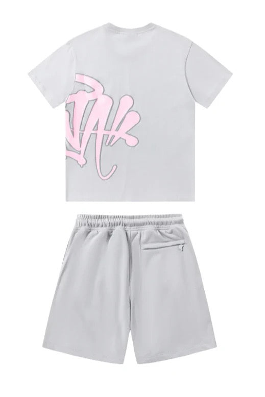 Velia Graffiti Short Set Grey/Pink