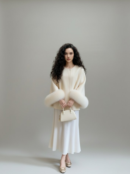 Velia Elisenne Faux Fur Coat Cream