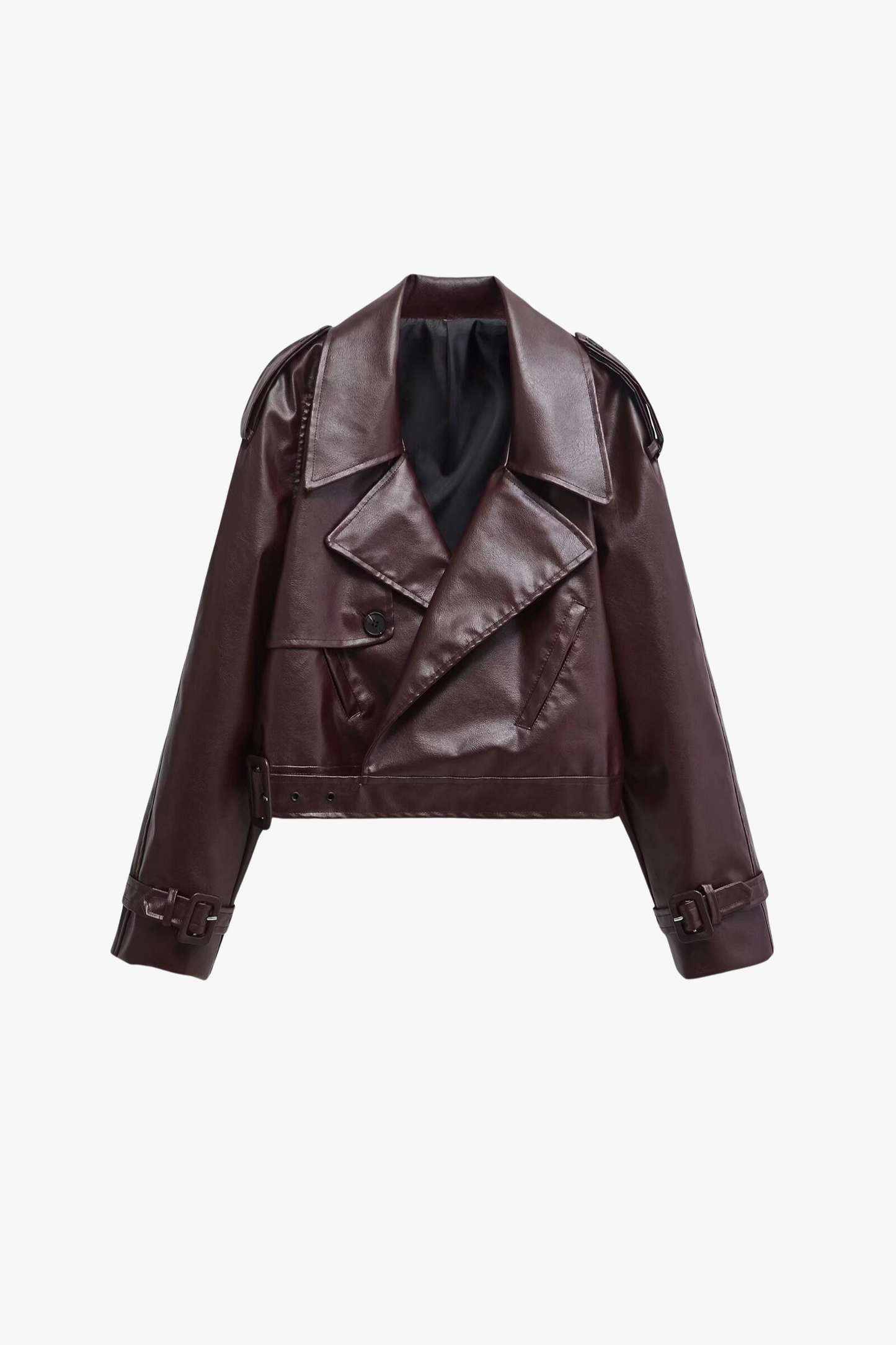 Velia Yunelle Faux Leather Jacket Wine Red