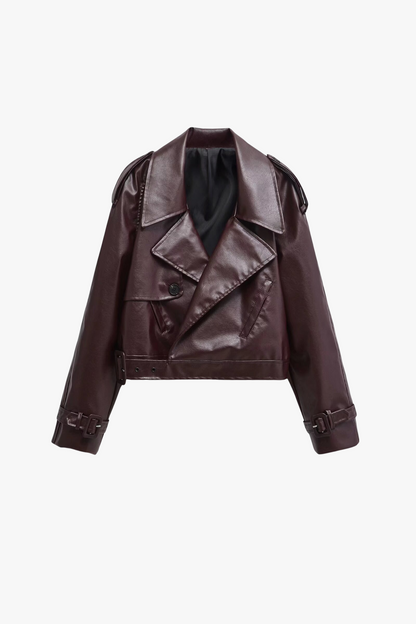 Velia Yunelle Faux Leather Jacket Wine Red