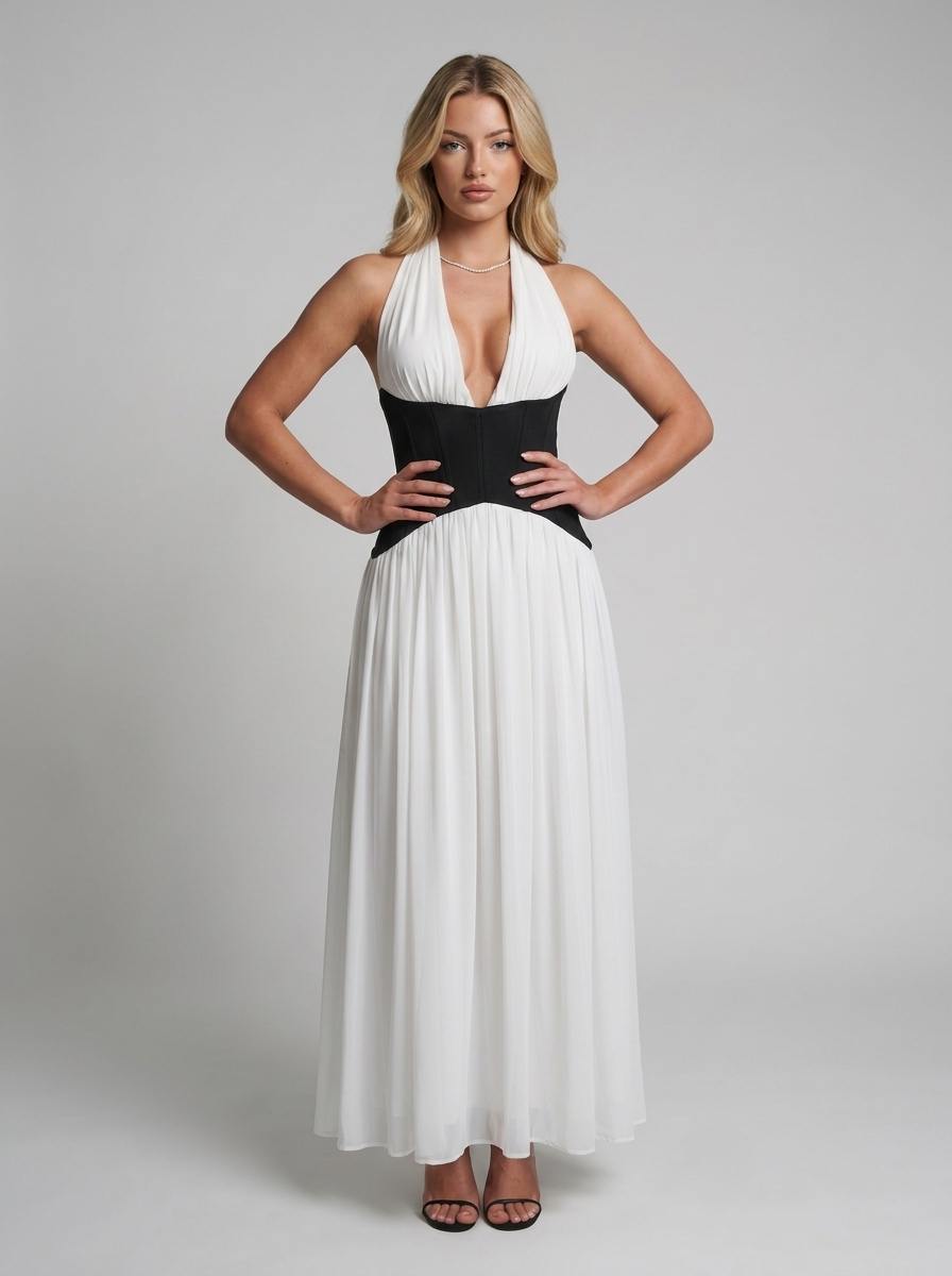 Allure Maxi Dress Weiß-schwarz