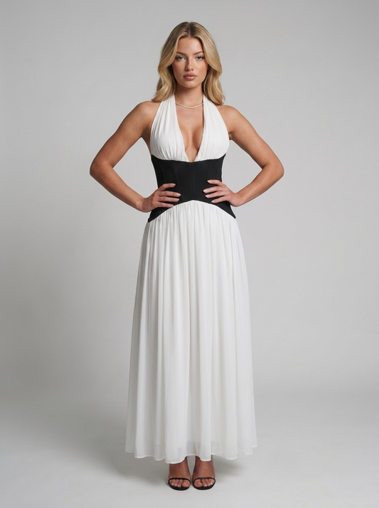 Allure Maxi Dress Weiß-schwarz