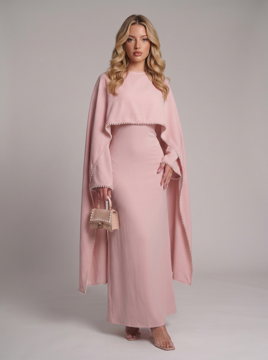 Abaya mit Perlenbesatz