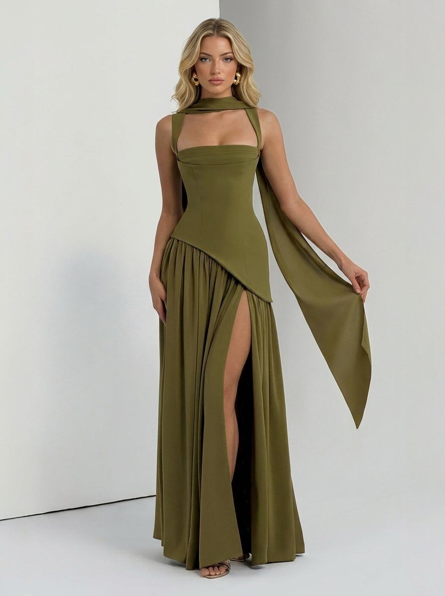 Tullulah Maxikleid Deep Olive