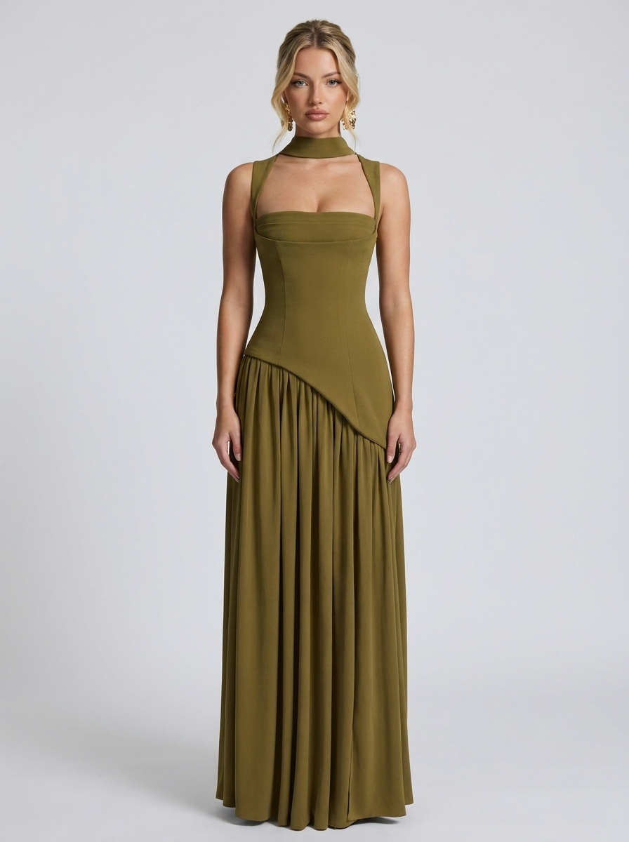 Tullulah Maxikleid Deep Olive