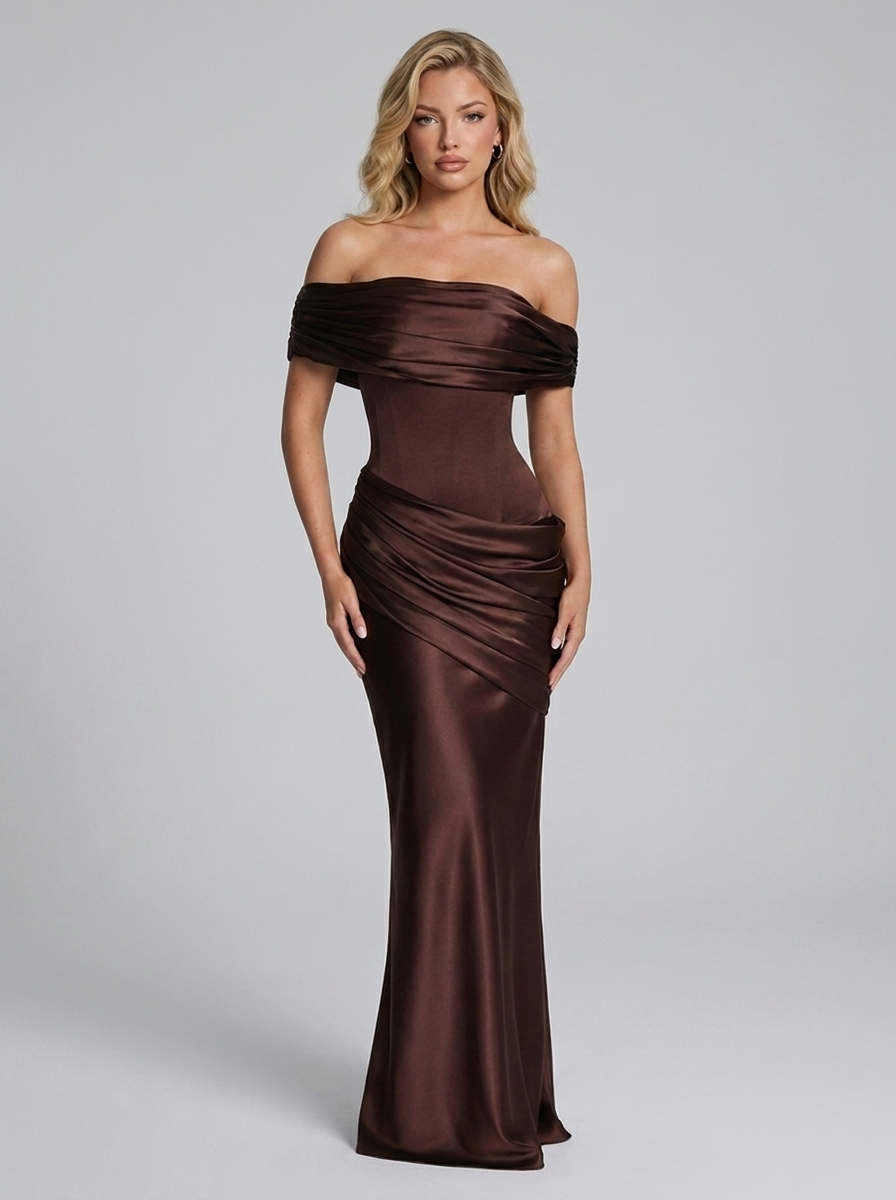 Ella Maxikleid Plum Brown