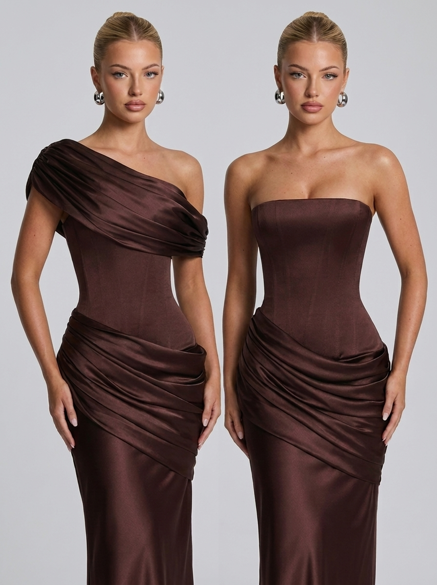 Ella Maxikleid Plum Brown