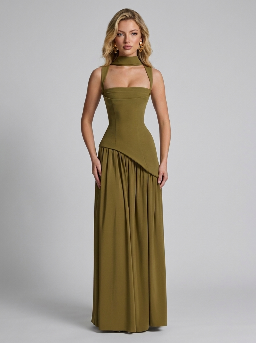 Tullulah Maxikleid Deep Olive
