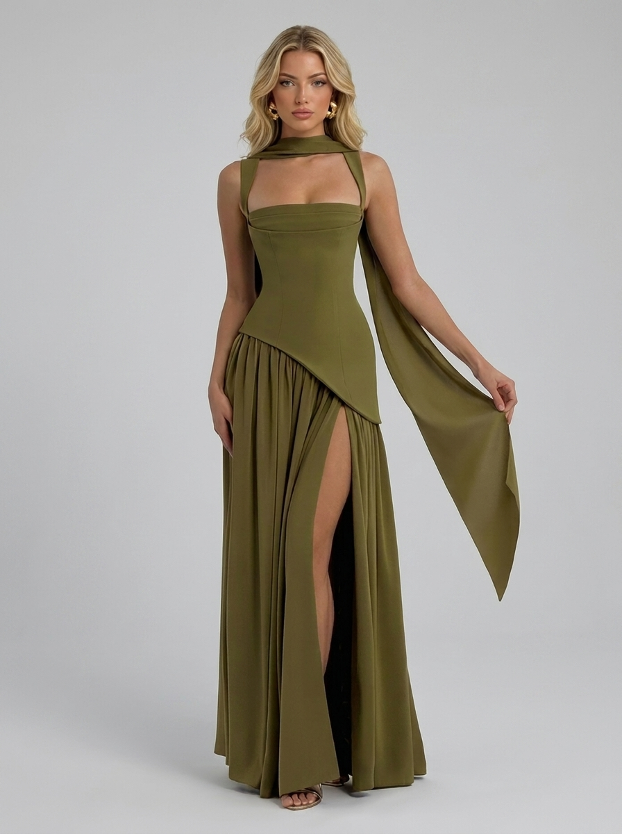 Tullulah Maxikleid Deep Olive