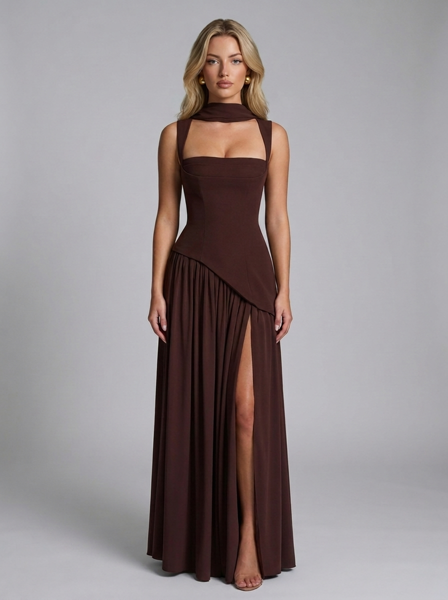 Tullulah Maxikleid Plum Brown