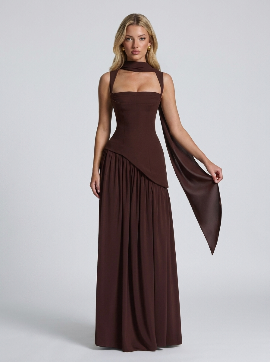 Tullulah Maxikleid Plum Brown