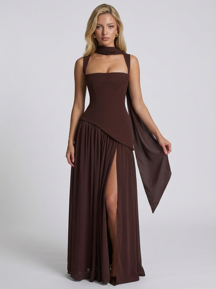 Tullulah Maxikleid Plum Brown