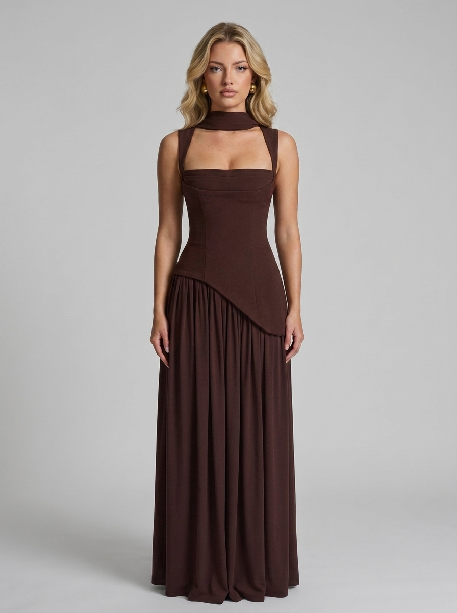 Tullulah Maxikleid Plum Brown