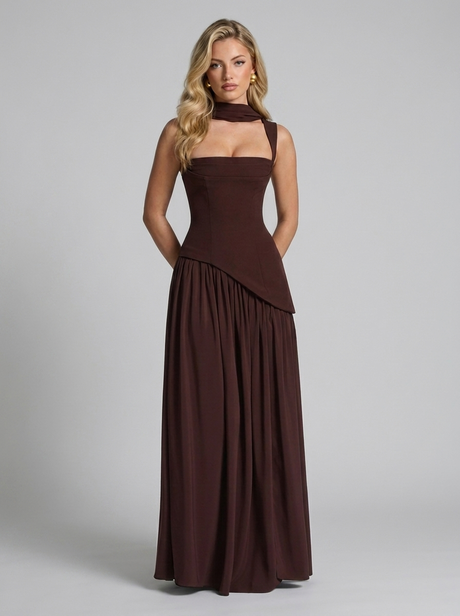 Tullulah Maxikleid Plum Brown