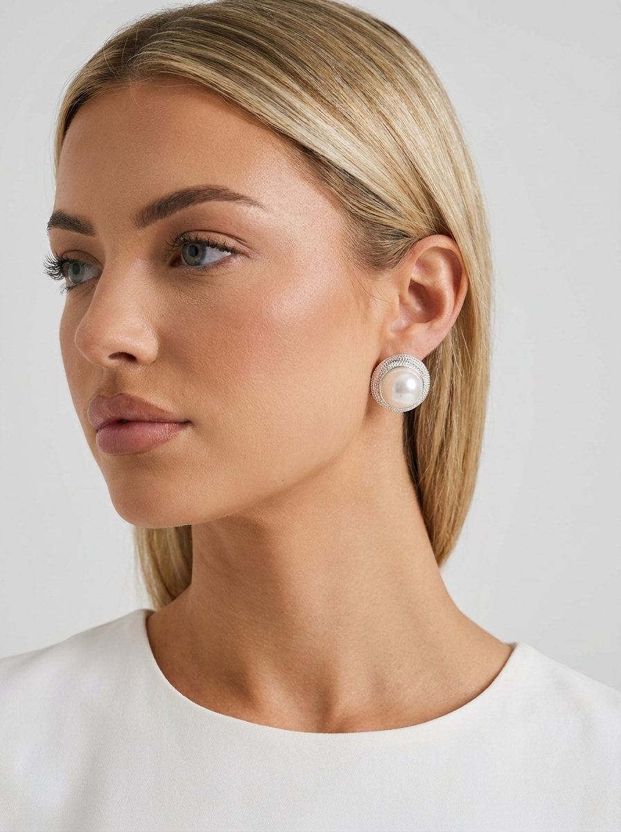 Davina Ohrringe Silber – am Model getragen
