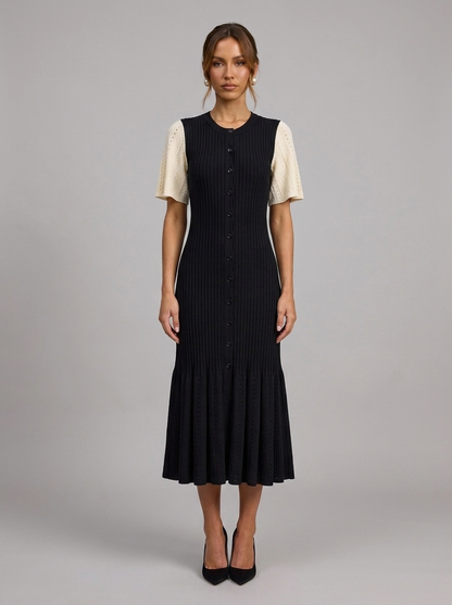 Velia Lunetta Knit Dress in Black - front view