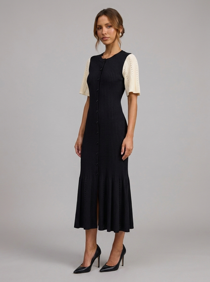 Velia Lunetta Knit Dress in Black - detail