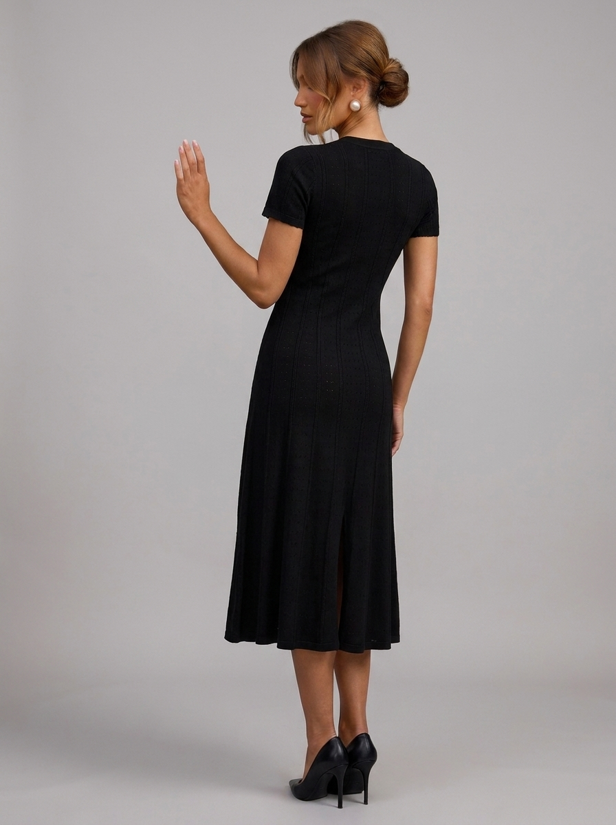 Velia Laurina Knit Dress in Black - side view