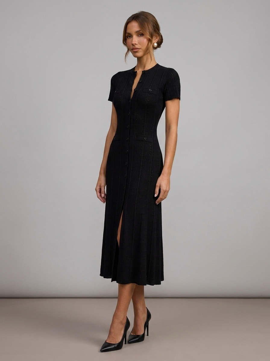 Velia Laurina Knit Dress in Black - detail