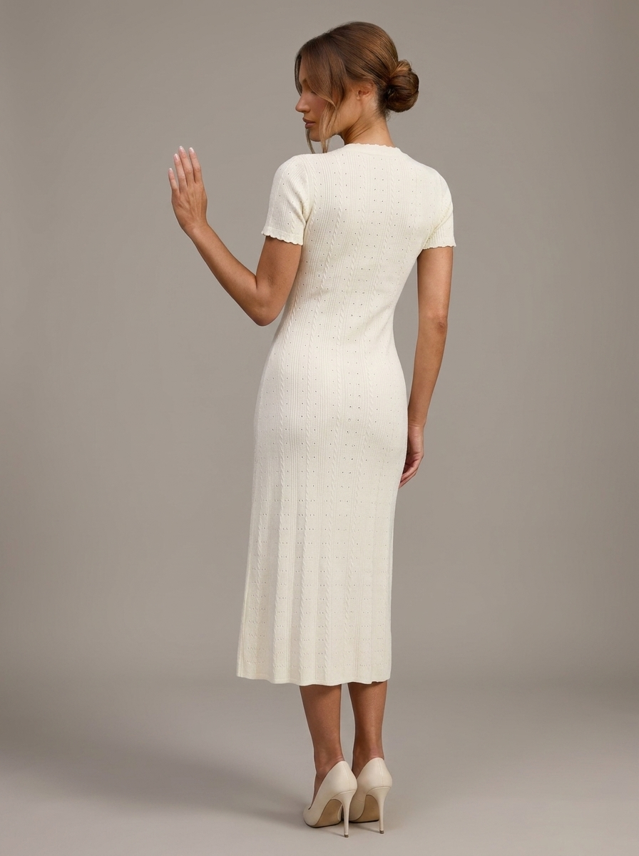Velia Laurina Knit Dress in White - side view