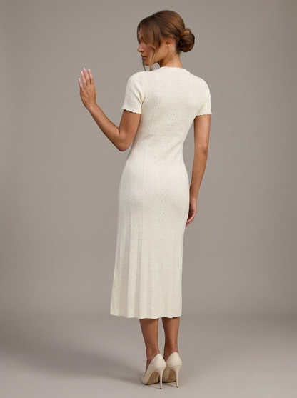 Velia Laurina Knit Dress in White - side view