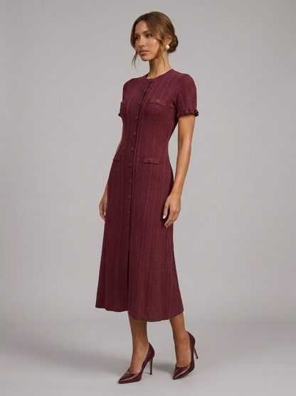 Velia Laurina Knit Dress in Bordeaux - side view