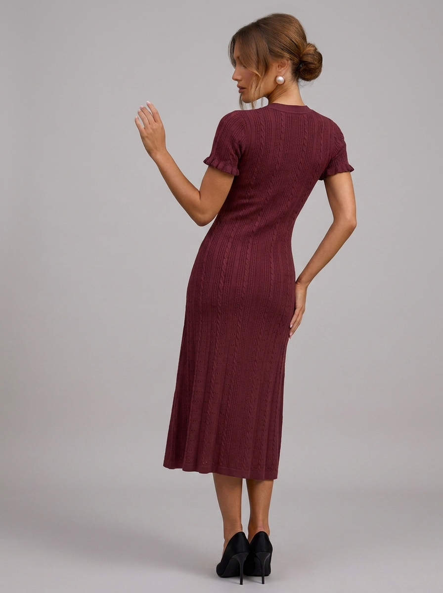 Velia Laurina Knit Dress in Bordeaux - detail
