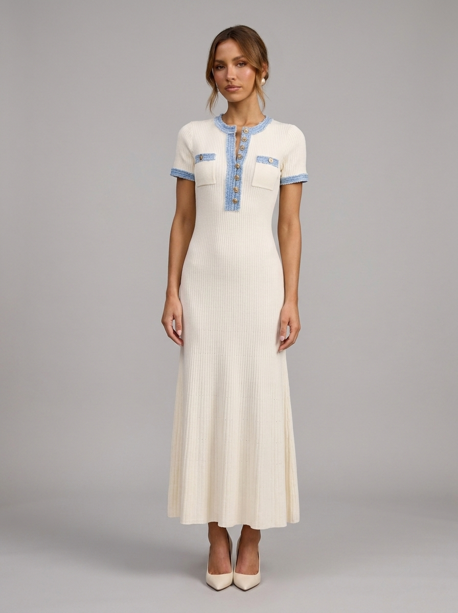 Velia Vaela Knit Dress in Cream - front view