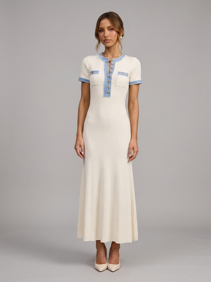 Velia Vaela Knit Dress in Cream - front view