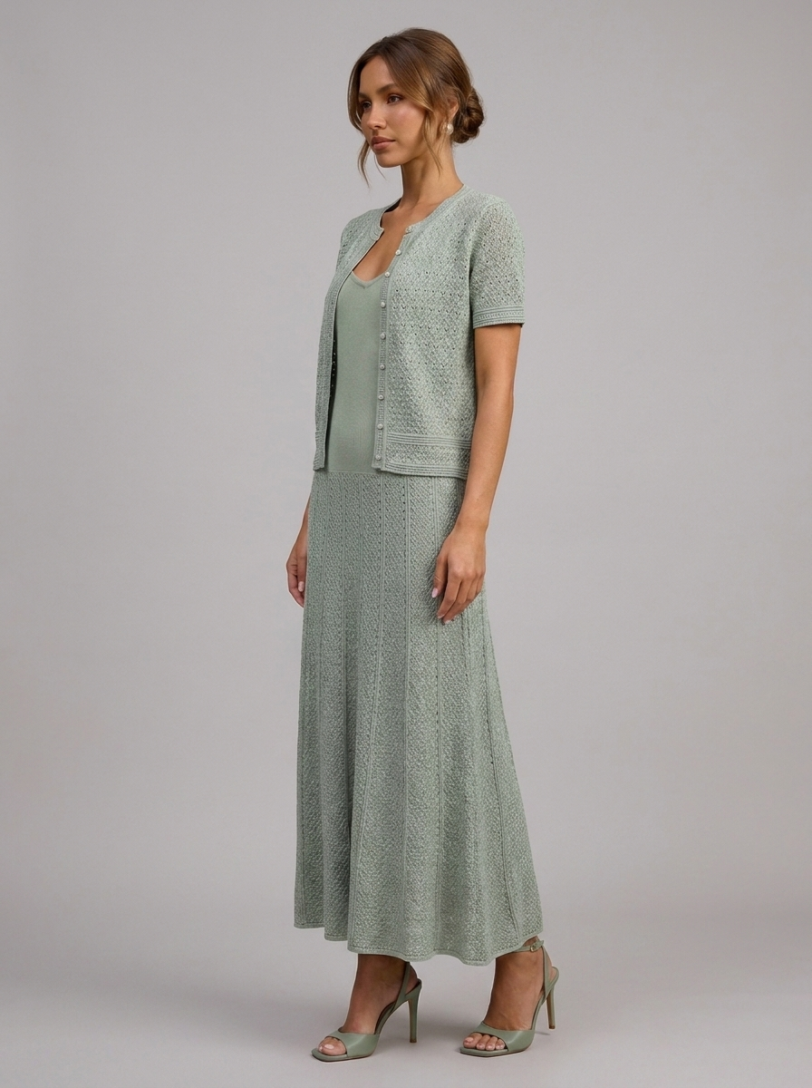Velia Jasmina Knit Dress in Sage Green - side view