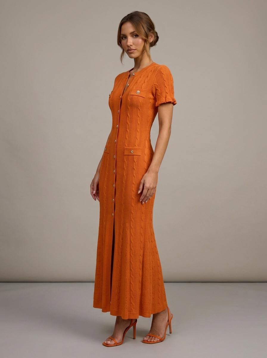Velia Laurina Knit Dress in Orange - side view