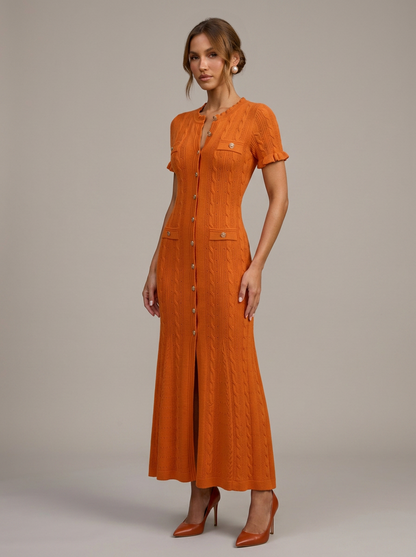Velia Laurina Knit Dress in Orange - detail