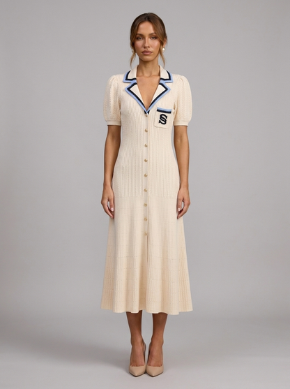 Velia Bambina Knit Dress in Cream - front view