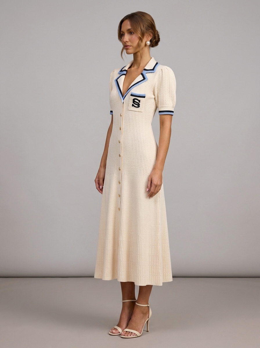 Velia Bambina Knit Dress in Cream - side view
