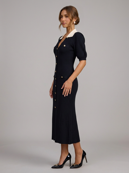 Velia Kendra Knit Dress in Black/White - side view