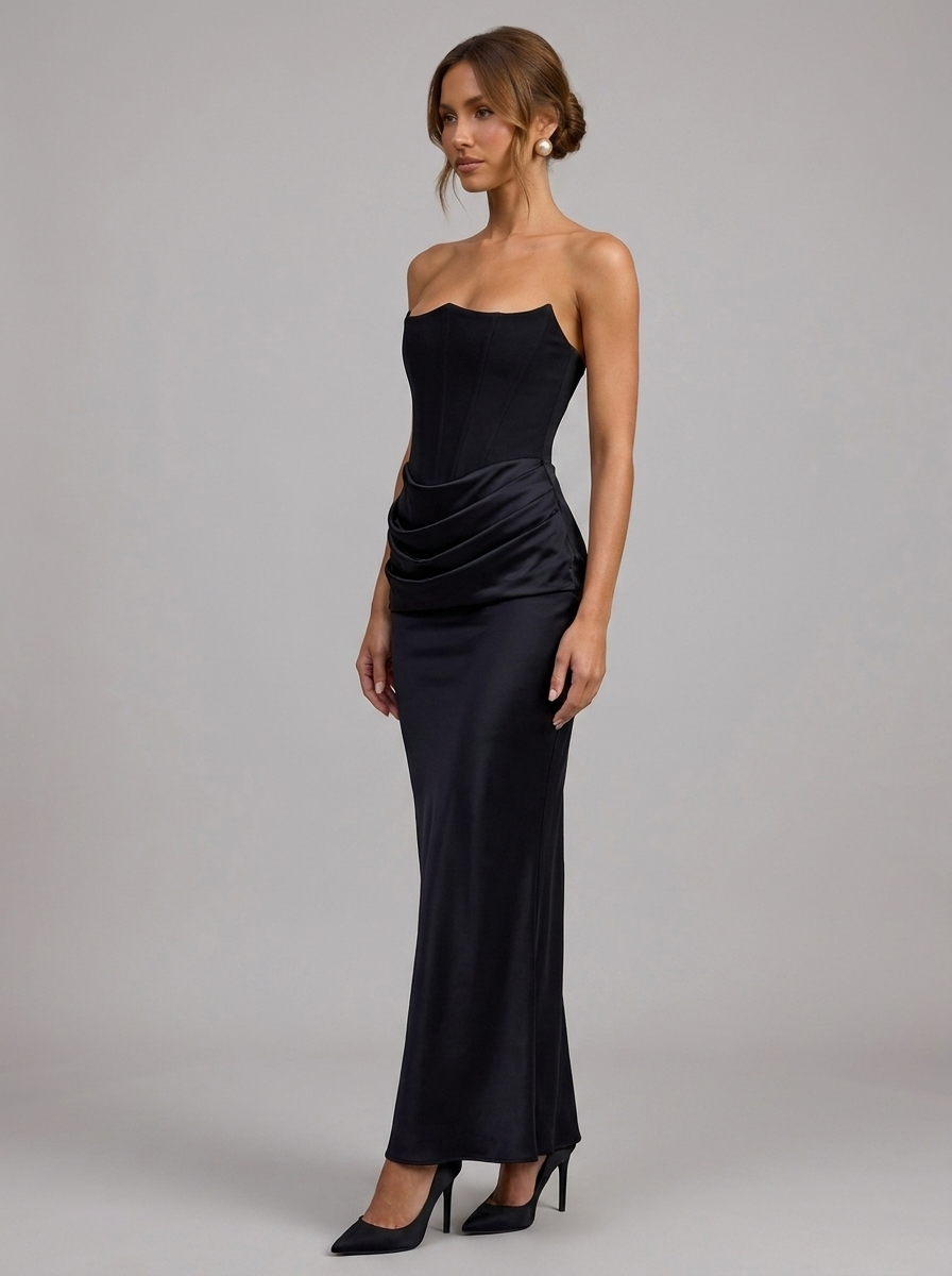 Velia Lexia Maxi Dress in Black/White - side view