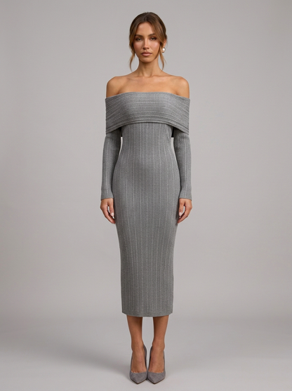 Velia Junelle Midi Dress in Grey - front view