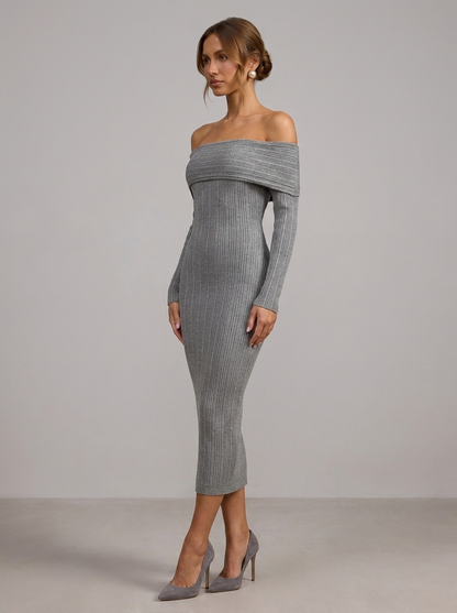 Velia Junelle Midi Dress in Grey - side view