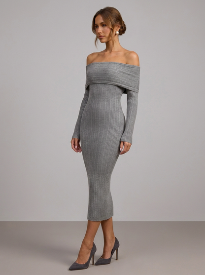 Velia Junelle Midi Dress in Grey - detail