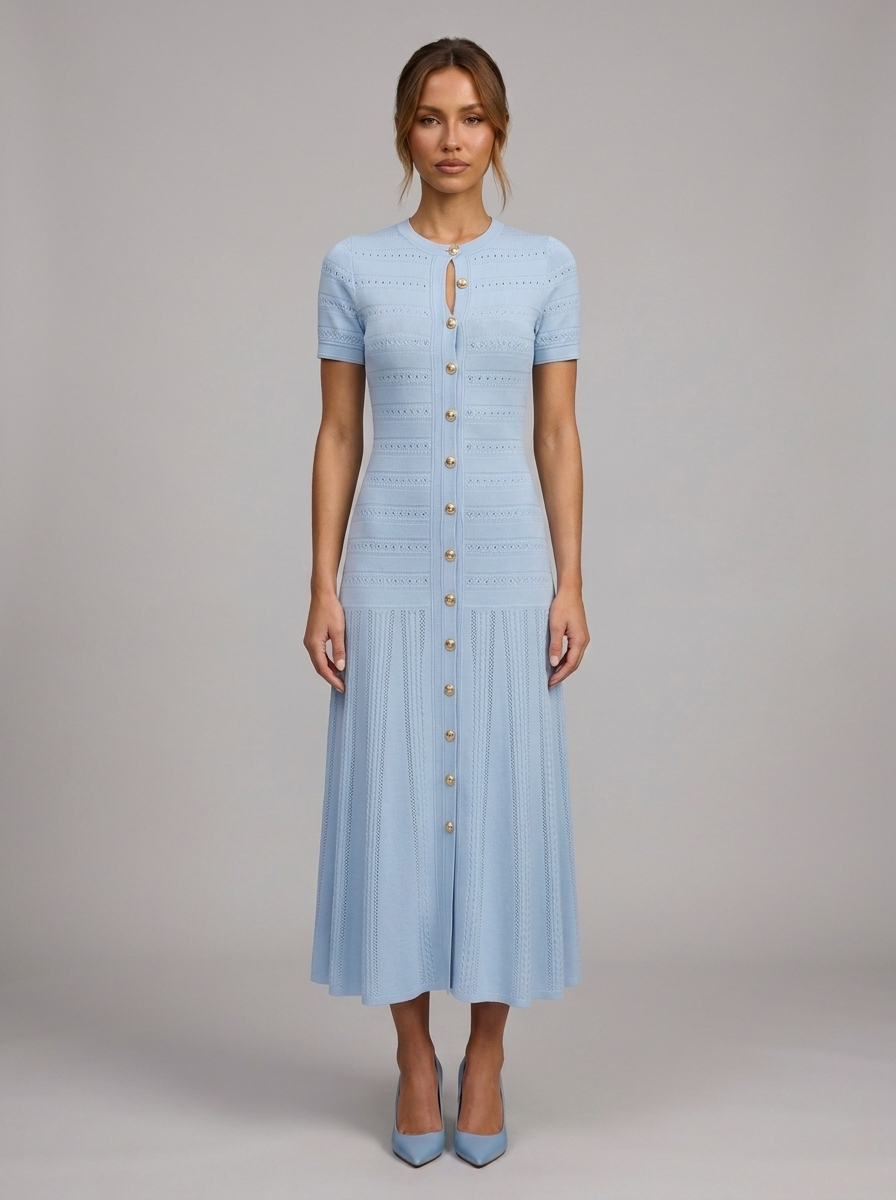 Velia Suriana Maxi Dress in Light Blue - front view