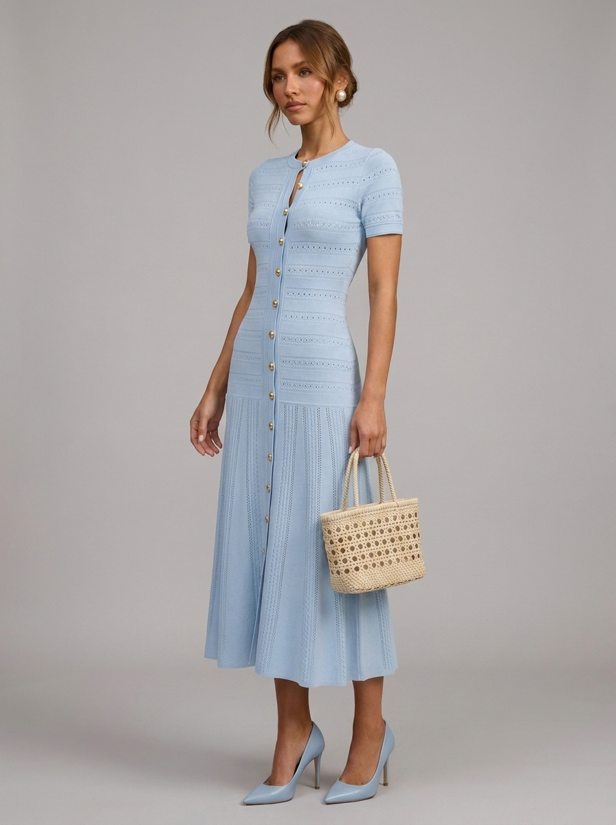 Velia Suriana Maxi Dress in Light Blue - side view