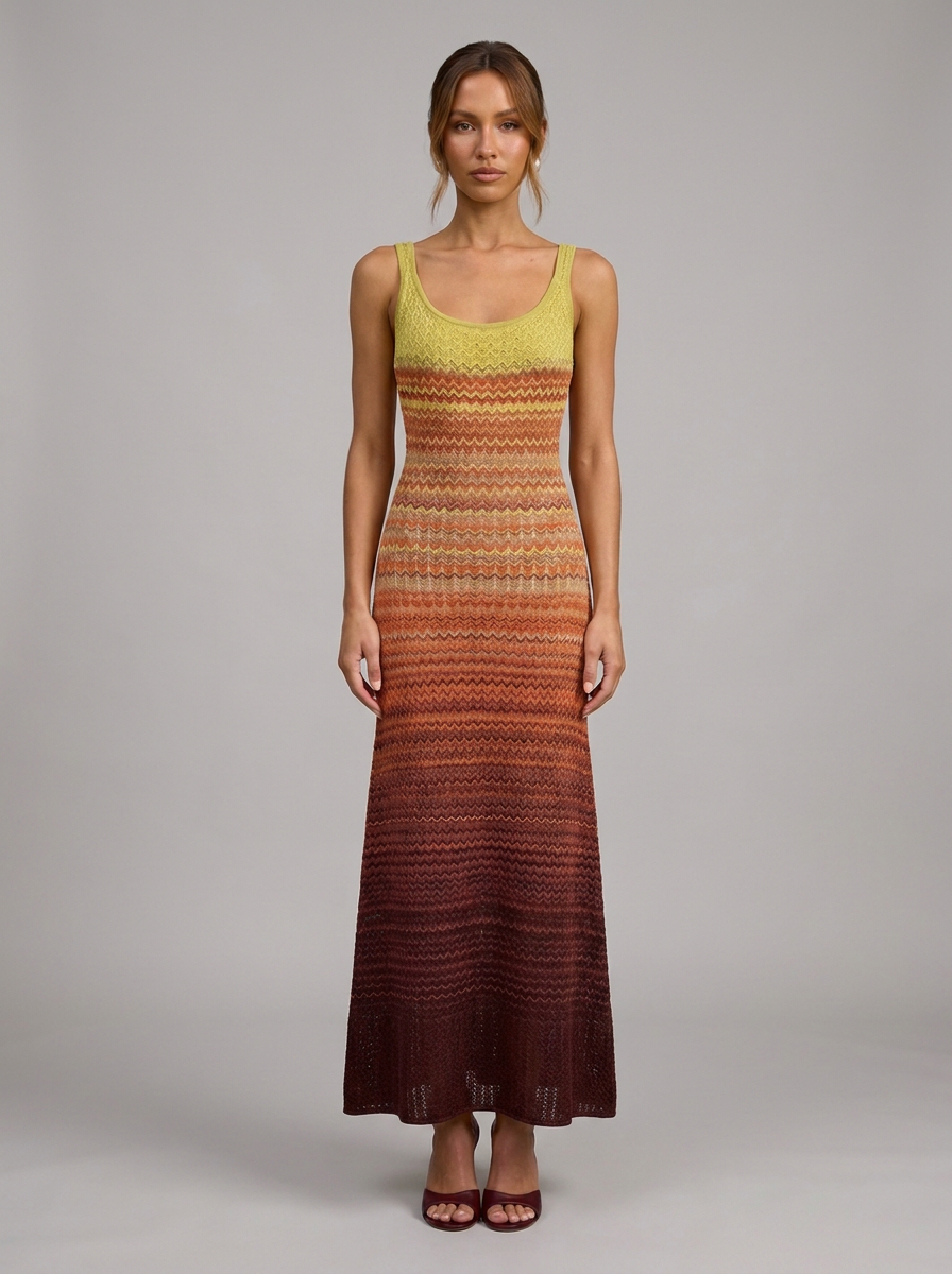 Velia Brunella Knit Dress in Sunset - front view